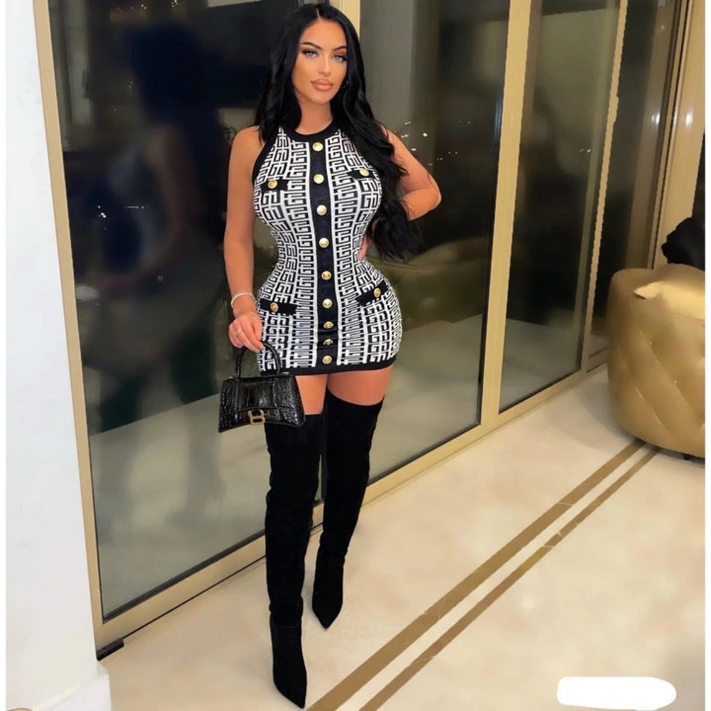 MAZE PRINT MINI DRESS